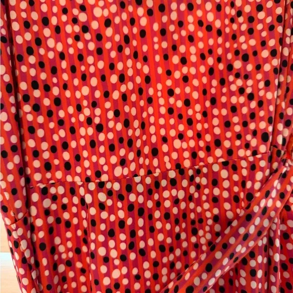 NWOT Anthropologie Hutch Polka Dot Wrap Dress with Orange Accent lining size XS - Picture 5 of 6